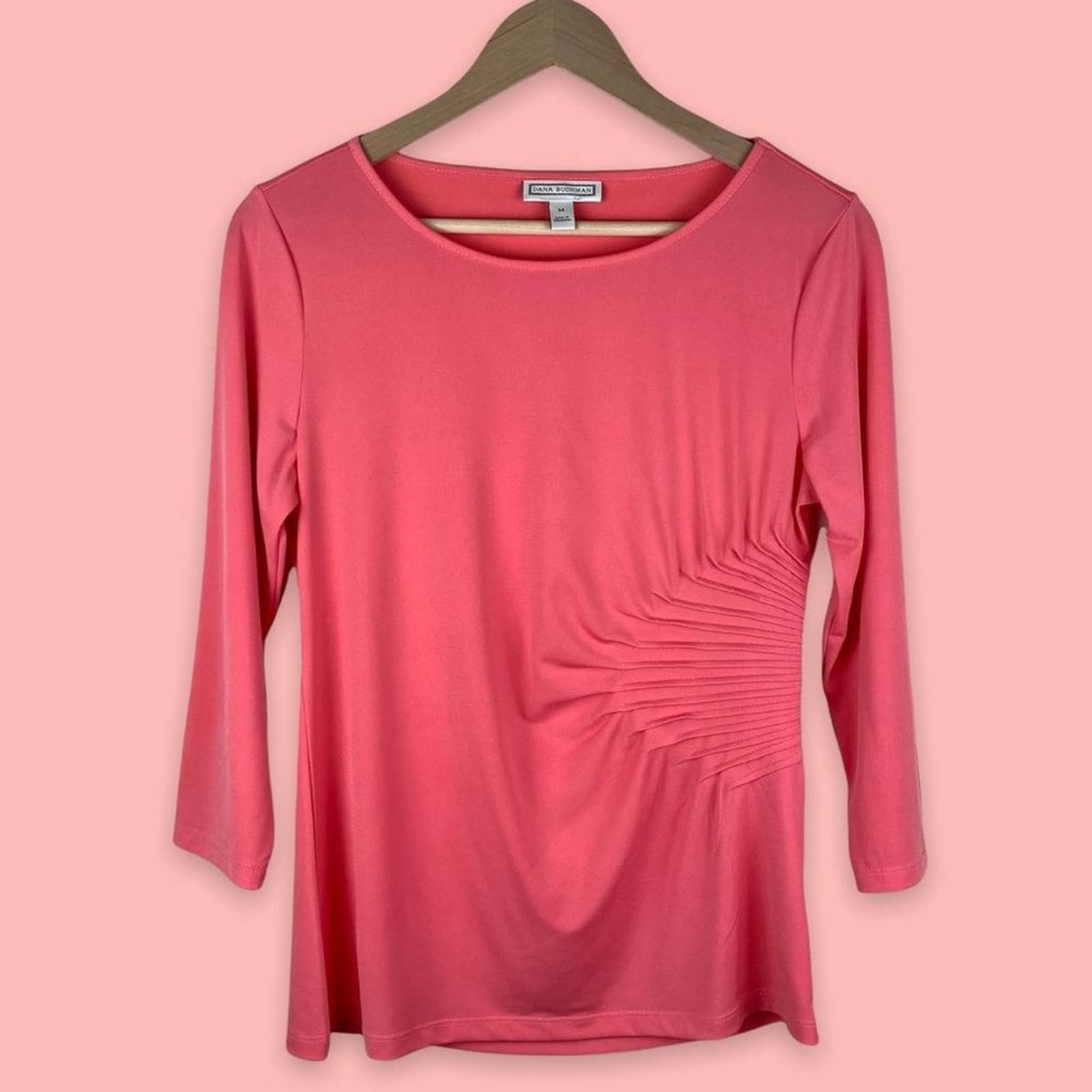 Dana Buchman Pin-Tuck 3/4 Sleeve Top